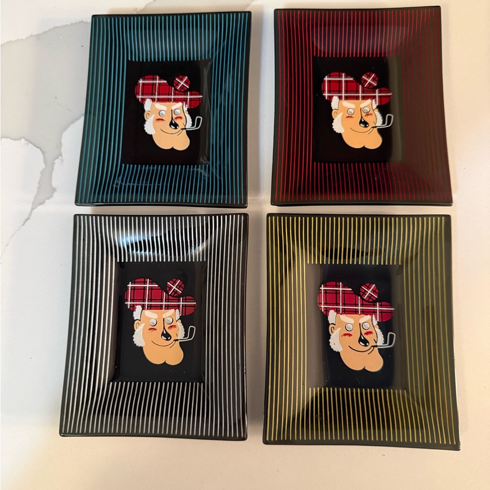 Vintage Scottish Golfer Ashtrays- set of 4
